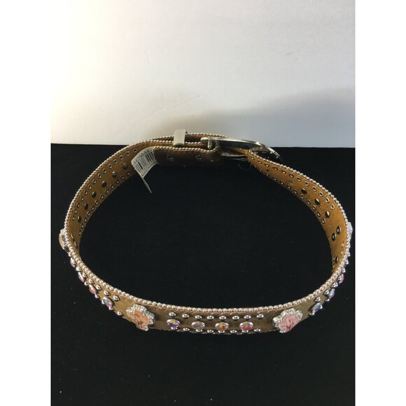 Nocona Western Belt with Buckle Beads Studs & Rhinestones Brown Size 24in NWT - Picture 9 of 13
